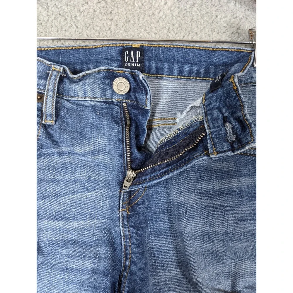 GAP Denim Short Womens 27 Blue Medium Wash Stretch Pockets Distressed Frayed Hem